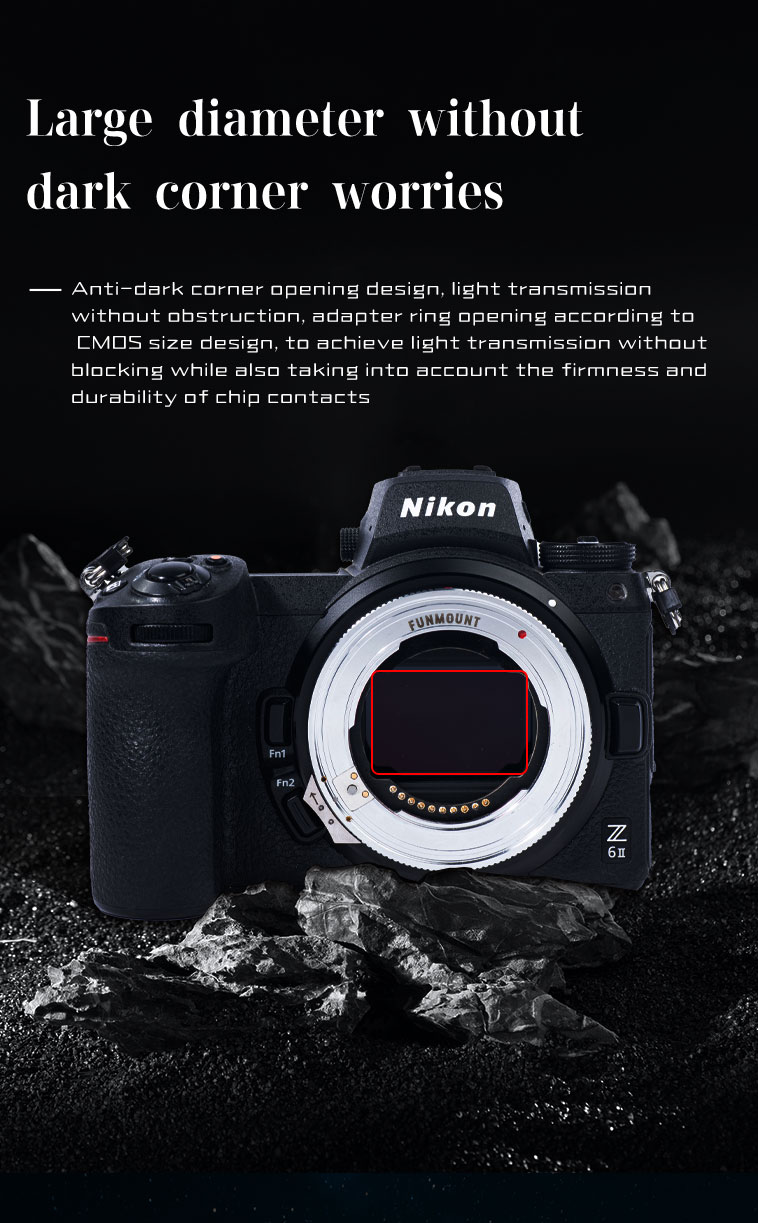Large throat, no vignetting worries